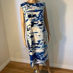 Maya Brooke Blue & White Sleeveless Midi Dress 18